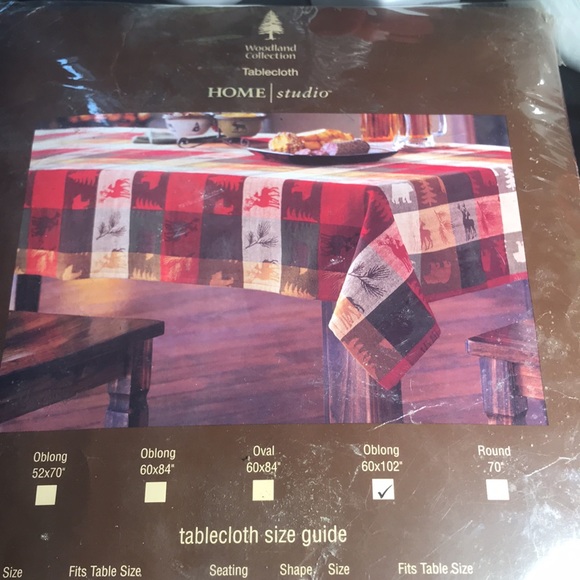 NIP WOODLAND COLLECTION LODGE/CABIN PLAID TABLECLOTH 60” x 102”OBLONG - Picture 3 of 4